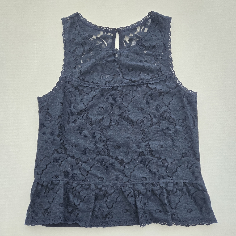 Gilly Hicks Navy Blue Sleeveless Lace Top - Size M